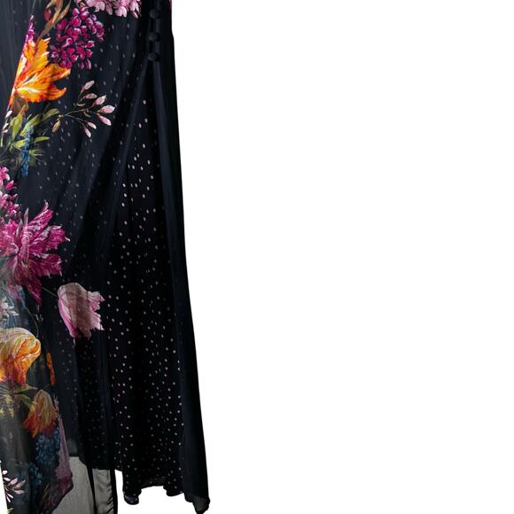 Anthropologie Dress Layered Sleeveless Size SP Sheer Strappy Floral Black - Picture 8 of 12